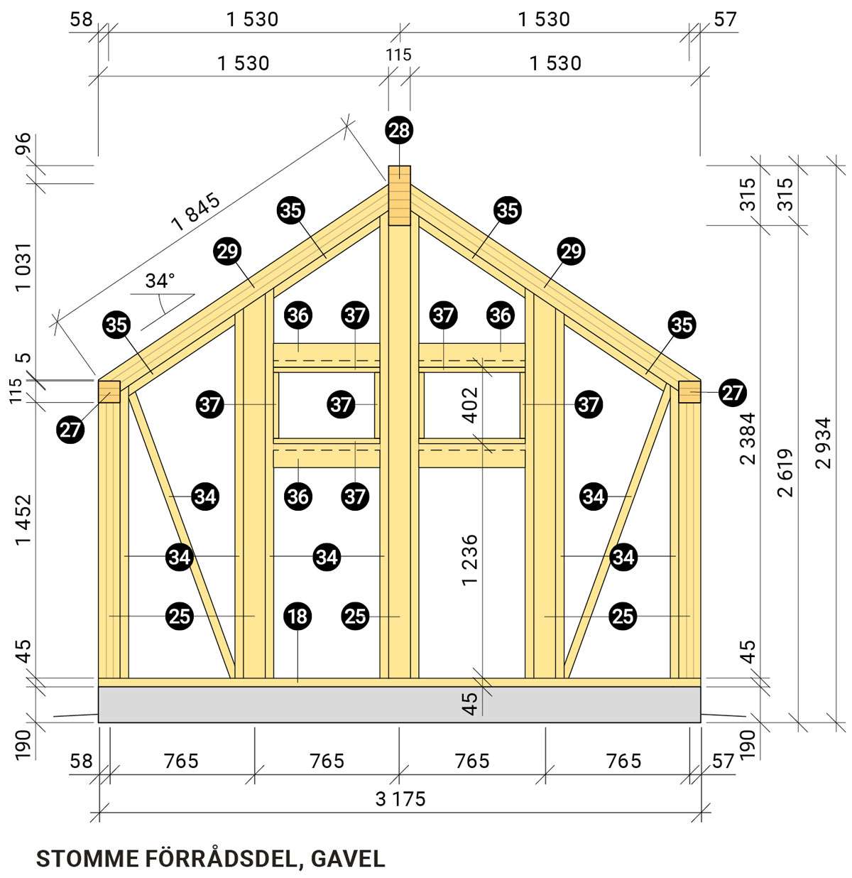 Växthuset Stomme förrådsdel, gavel Växthuset Stomme förrådsdel, gavel