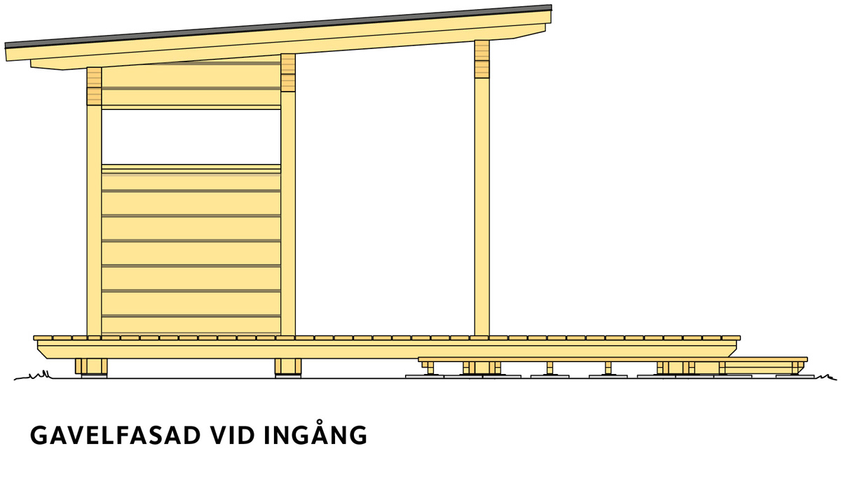 Gavelfasad vid ingång