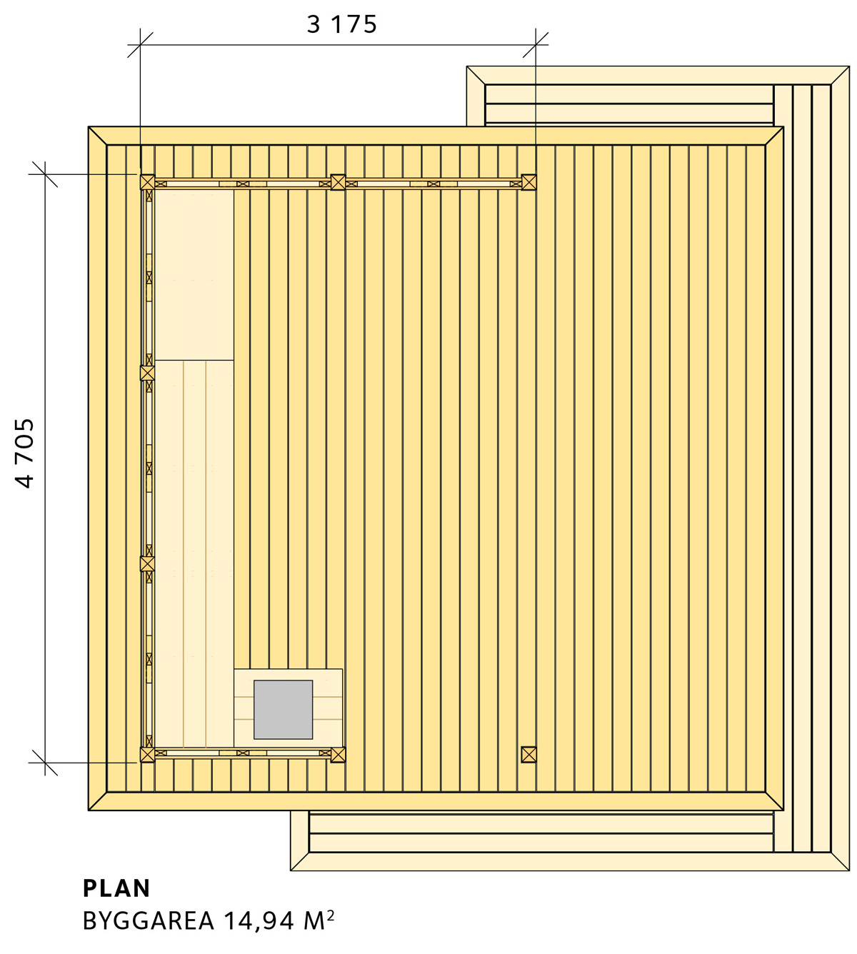 Plan Byggarea 14,94 m2