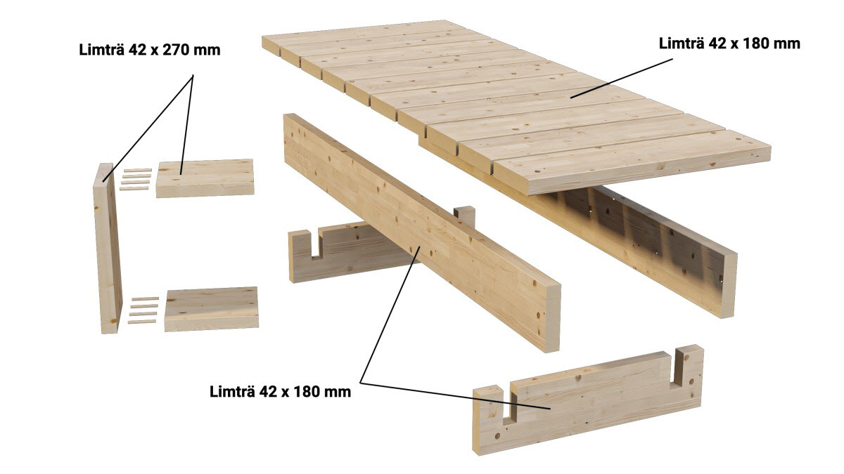 Solsäng sprängskiss med mått