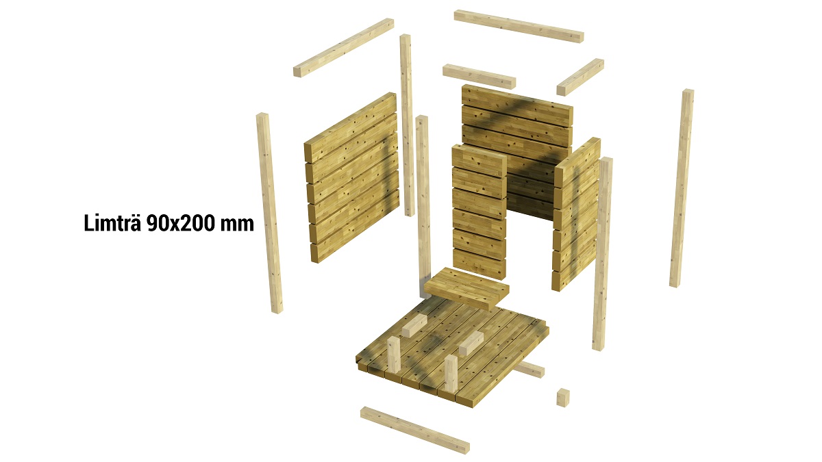 Utedusch sprängskiss med mått 1