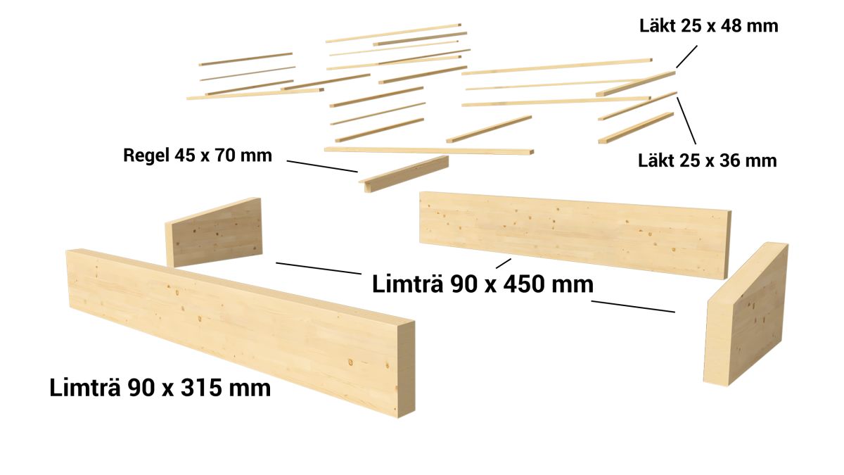 Drivbänk sprängskiss med dimensioner